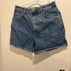 Zara Light Blue Washed Denim Shorts